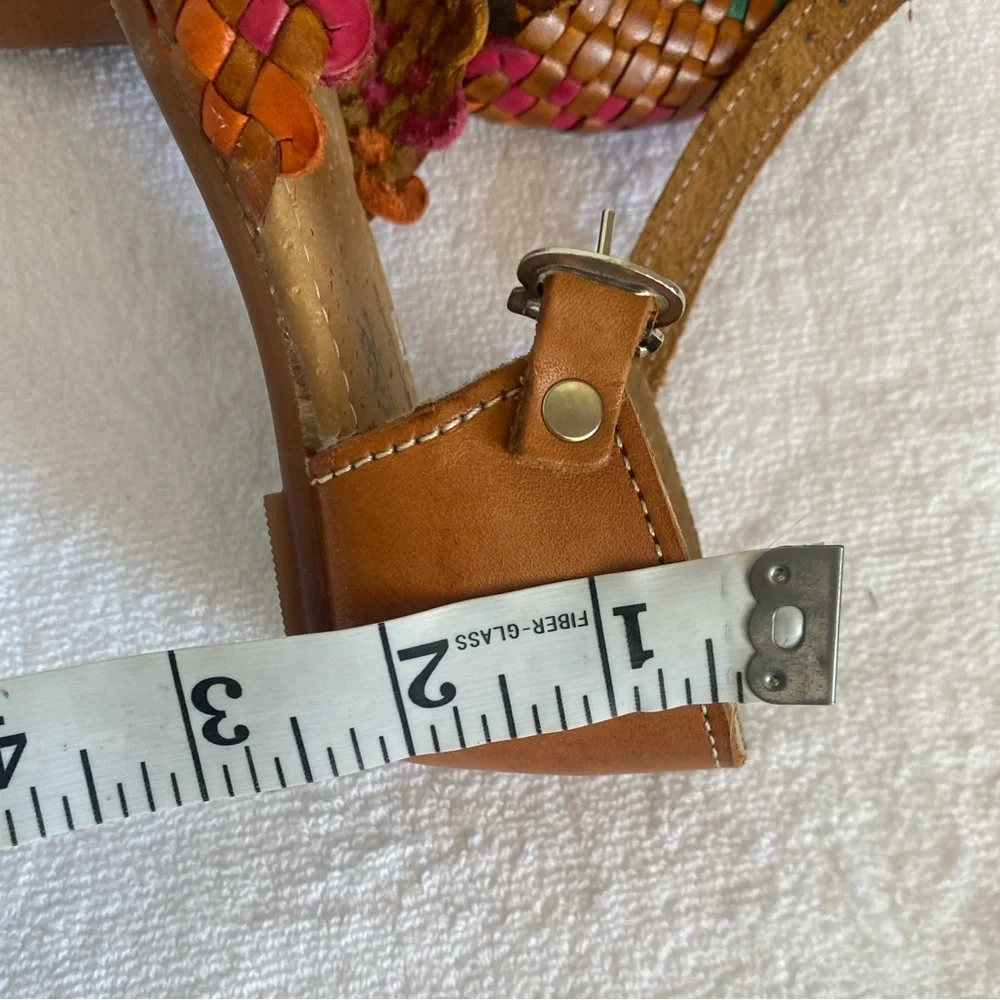 Brown and Green Woven Leather‎ Sandals